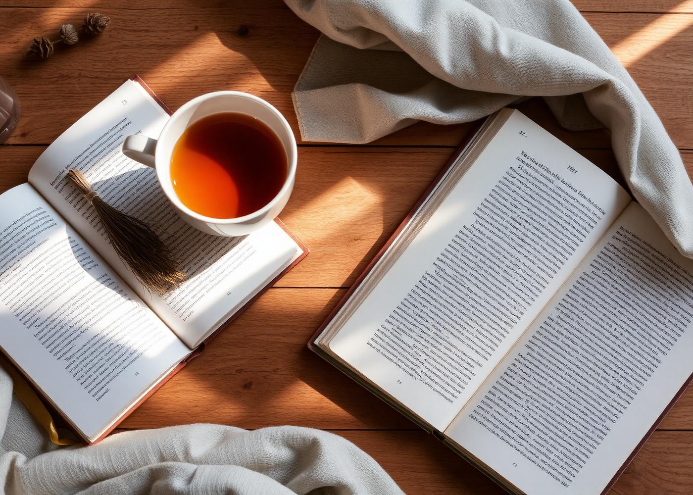 Warm tea and an open journal in morning light